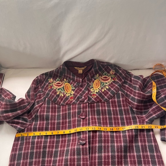 April Cornell Wool Blend/Burgundy and Gray Plaid Coat - Picture 12 of 16